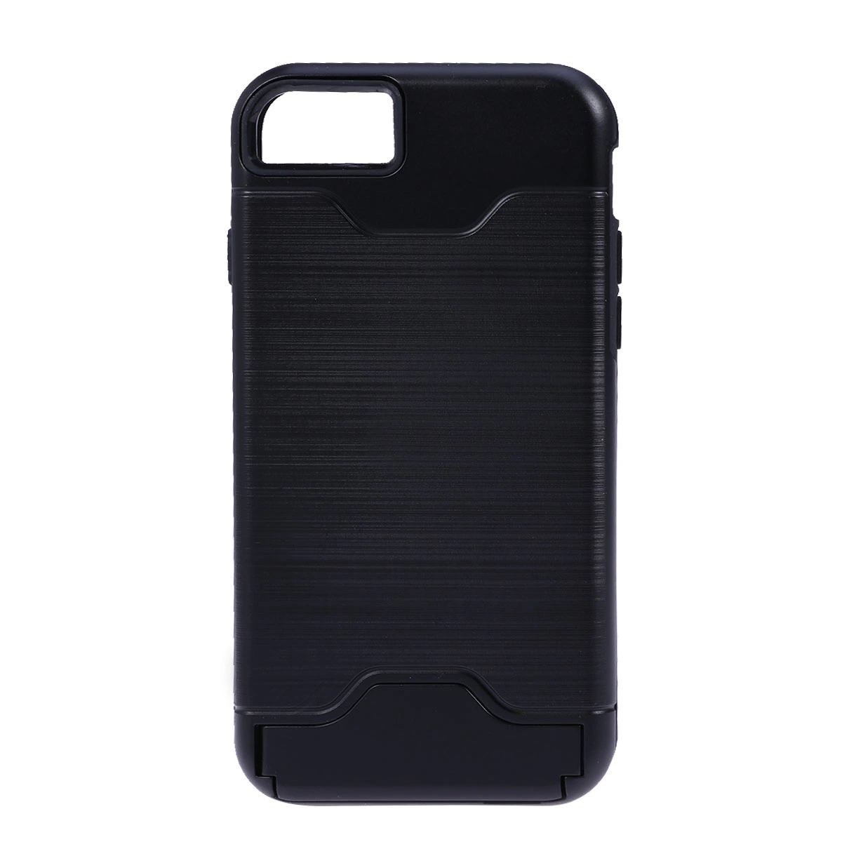 Wallet Phone Case Shockproof Holder Case Sturdy Kickstand Phone Cover with Wire Drawing Treatment for iPhone 7/8(Black)