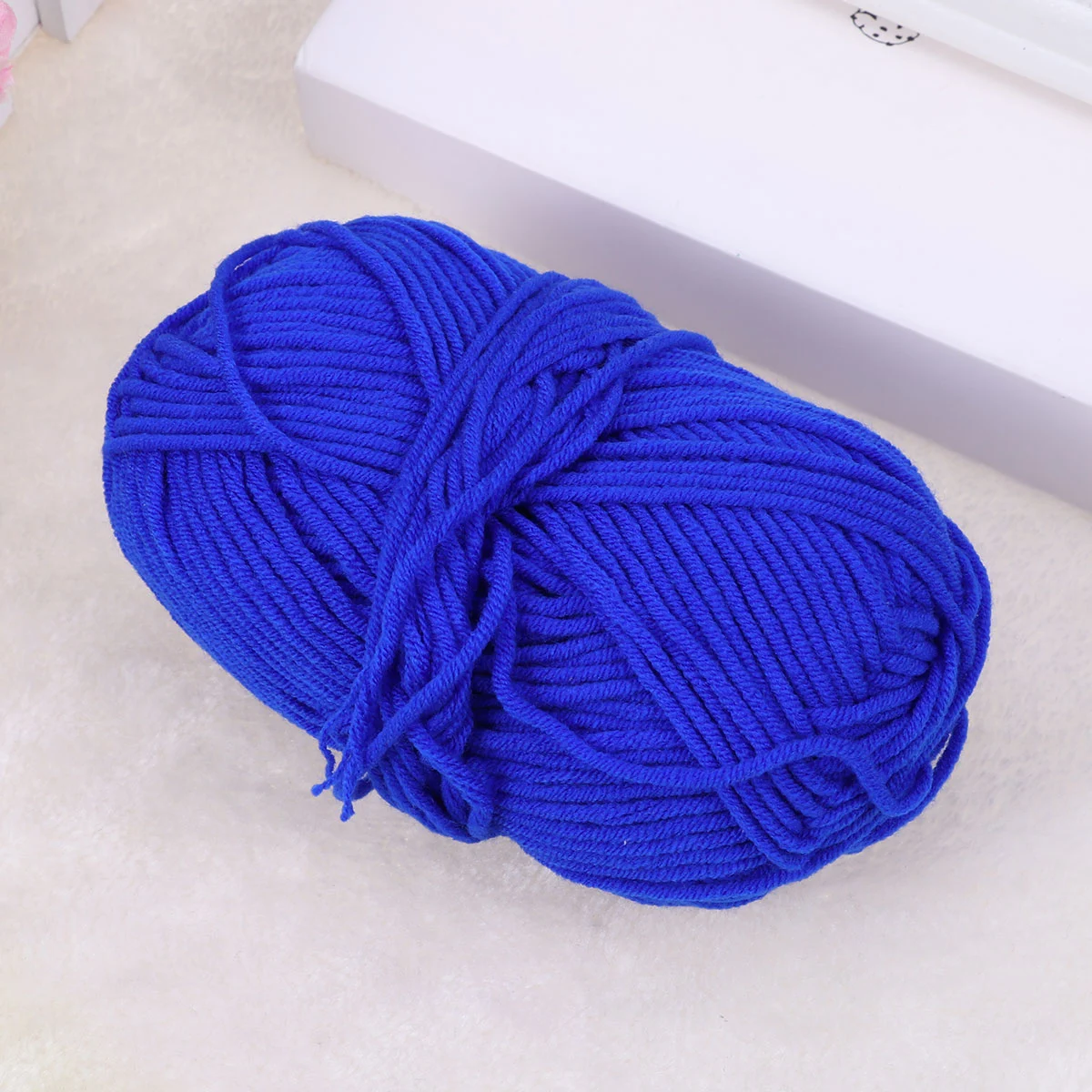 50g Milk Cotton Yarn Cotton Chunky Hand-woven Crochet Knitting Wool Yarn Warm Yarn for Sweaters Hats Scarves DIY (Royal Blue)