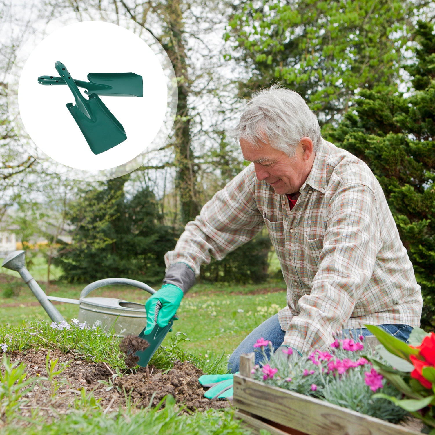 2Pcs Gardening Tool Shovels Garden Soil Dig Tools Iron Flower Planting Shovels