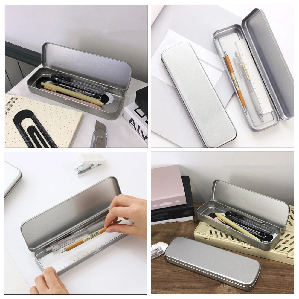 2Pcs Household Pencil Boxes Multi-function Pen Organizers Tinplate Pencil Organizers