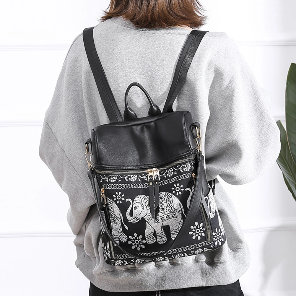 Elephant Printing Waterproof Backpack Casual Multifunctional Shoulder Bag Outdoor Fitness Bag Travel Pouch Large Capacity Handbag