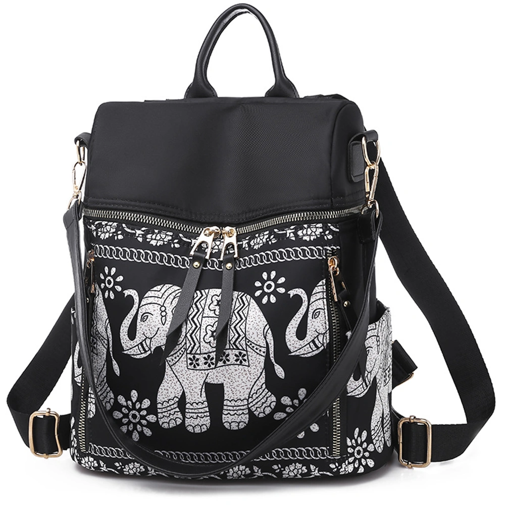 Elephant Printing Waterproof Backpack Casual Multifunctional Shoulder Bag Outdoor Fitness Bag Travel Pouch Large Capacity Handbag