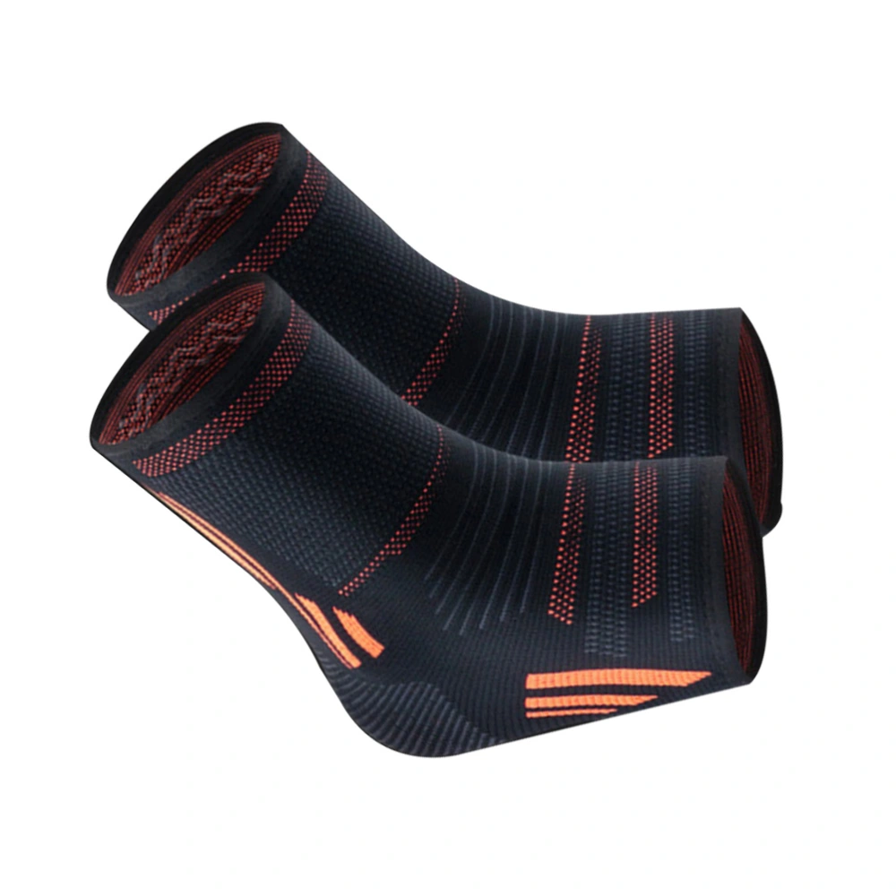 2PCS Fashion Sports Ankle Protector Knitted Ankle Care Sleeve for Exercising Running Fitness Basketball (Black and Orange Size L)