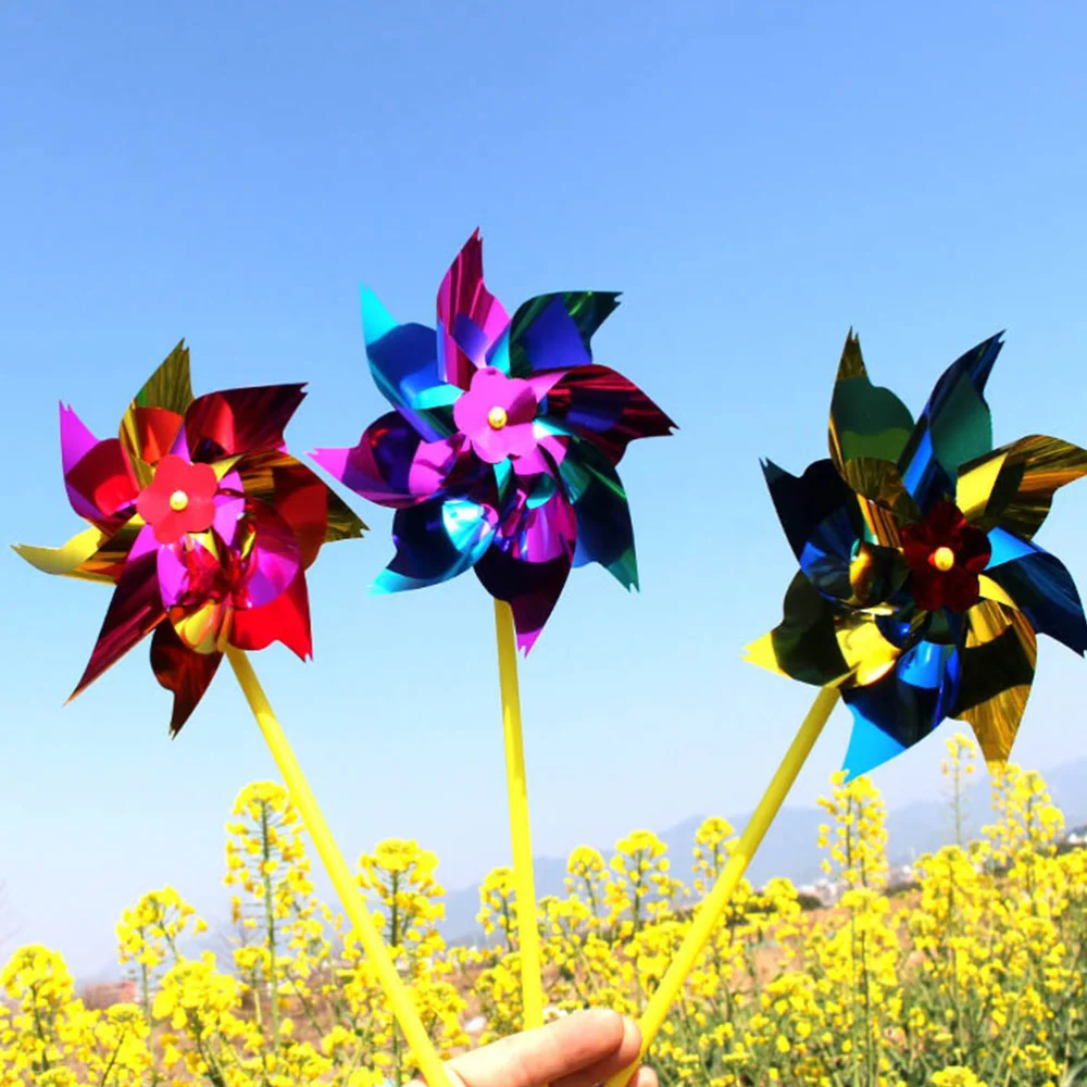 30Pcs Plastic Pinwheel Toys Mini Lightweight Pinwheel DIY Handicraft Kit Early Learning Toy Random Color