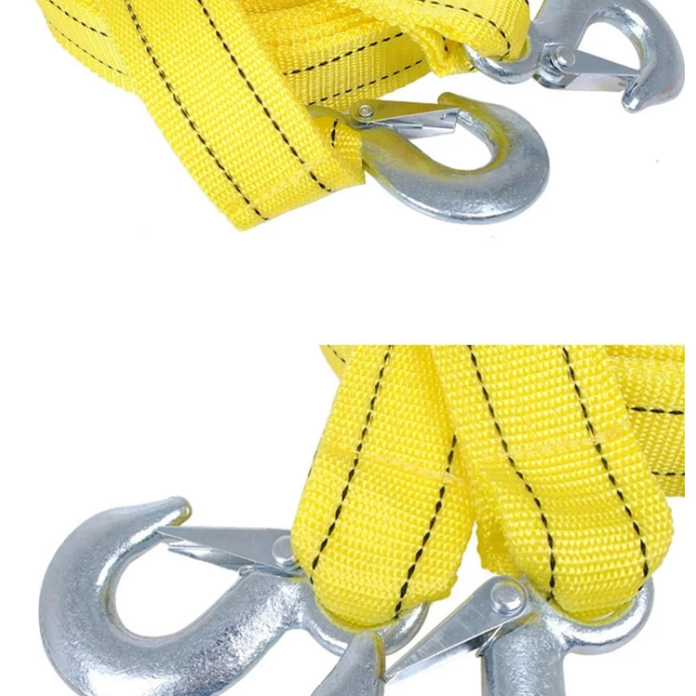 1Pc 4M Ton Car Trailer Rope Practical Durable Outdoor Emergency Kit Nylon Tow Rope Double Thicken Car Trailer(Yellow)