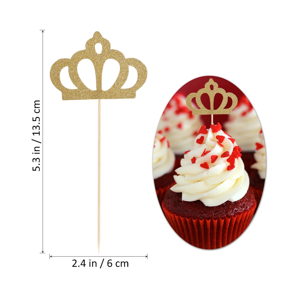 NUOLUX 36pcs Crown Cupcake Topper Decorative Tiara Cupcake Picks Sign for Party Cake Decoration (Gold)