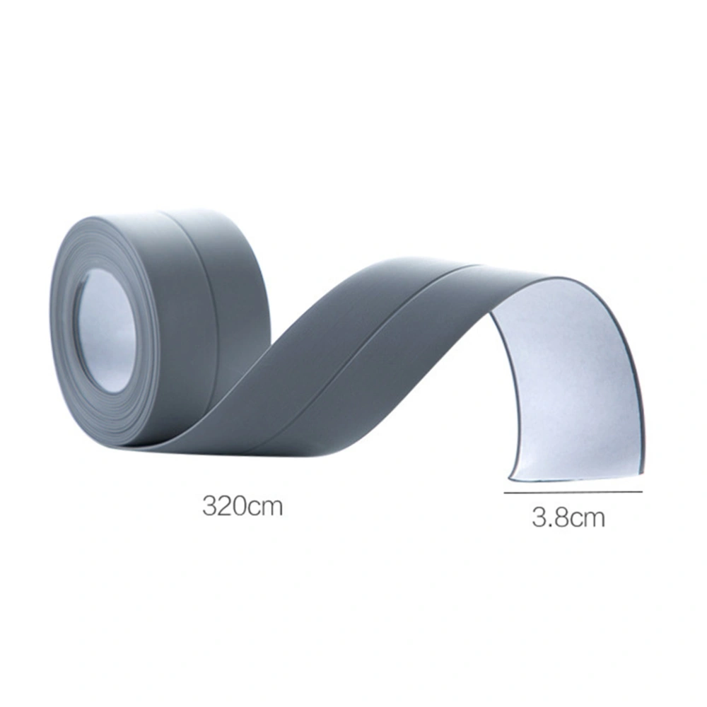 4PCS Bathroom Kitchen Sink Waterproof Tape Anti-Mildew Self-adhesive Pool Crevice Strip Self-adhesive Toilet Seal Decal - 3.2m x 3.8cm (Grey)