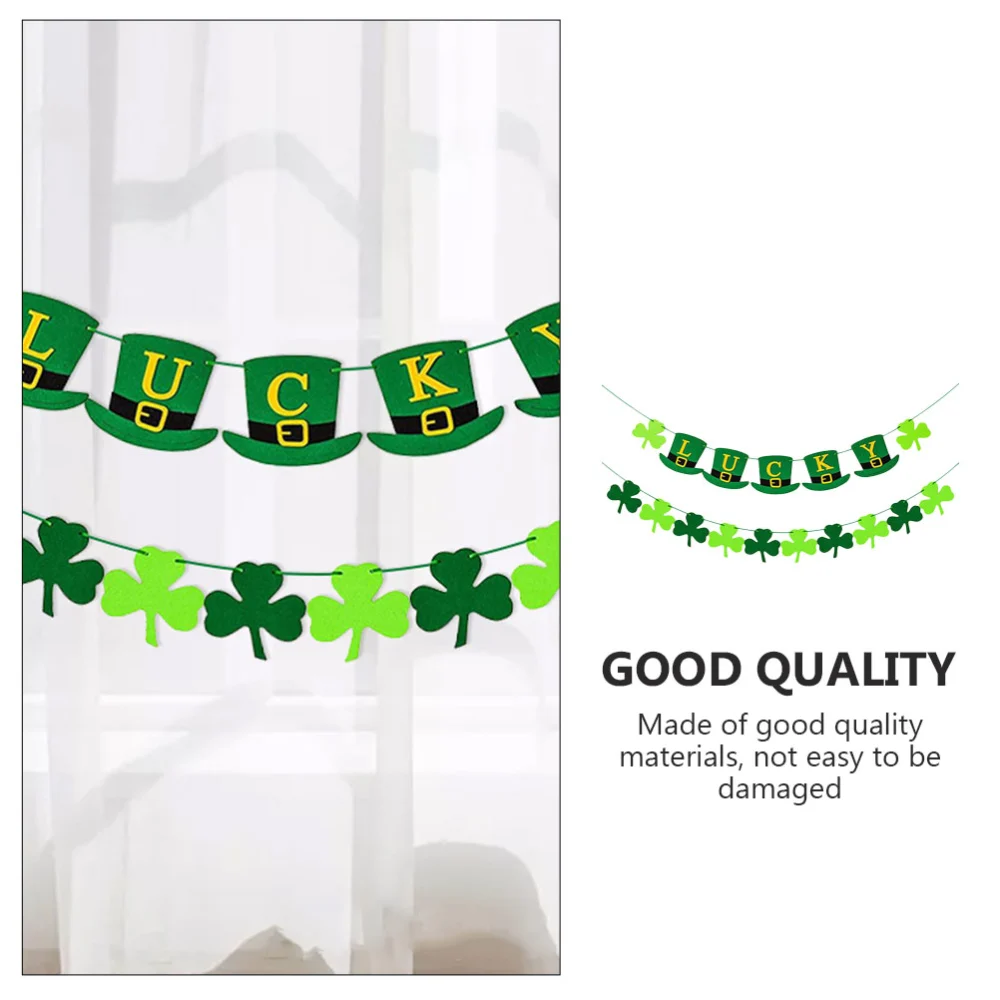 1 Set St. Patrick's Day Decorative Banner Clover Hat Shape Banner Wall Hanging Decor