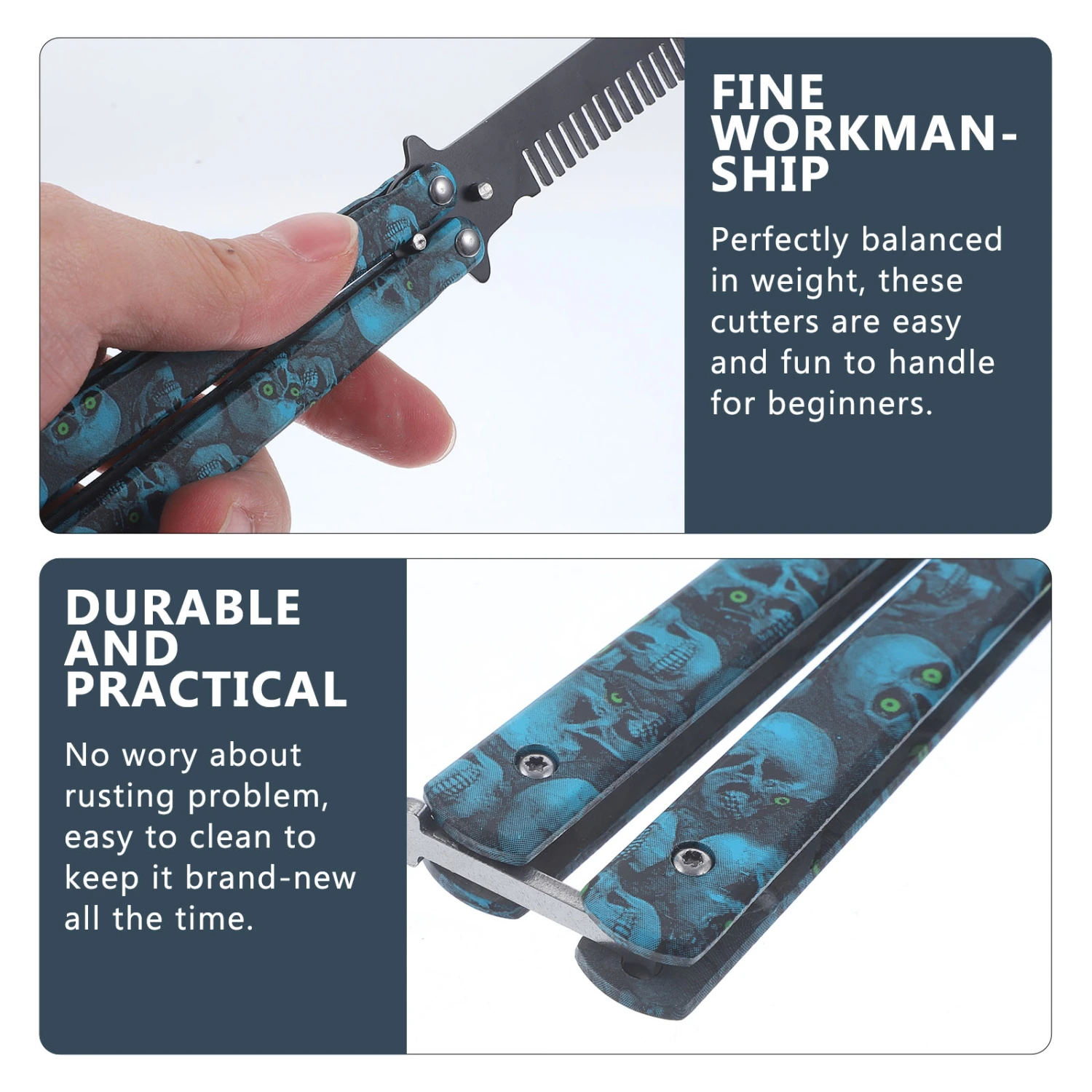 Multi-function Practice Tool Camping Tool Comb Camping Supplies Sturdy Metal Accessories for Home Outdoor Outside (Blue)