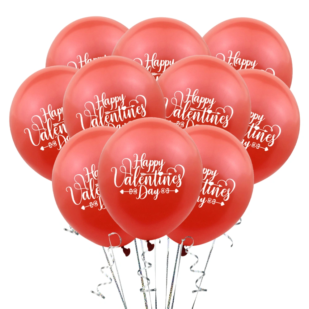 100pcs 12 Inches Valentine's Day Letter Printed Balloon Latex Balloon Decorative Balloon Party Supplies (Red)