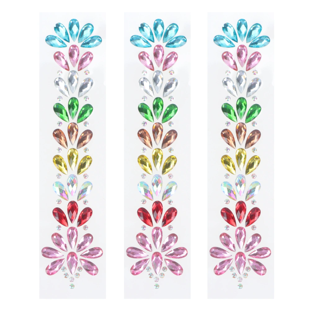 3 Sheets Resin Rhinestone Sticker DIY Imitation Crystal Diamond Stereoscopic Colored Petals Decoration for Art Craft Gift (Mixed Color)