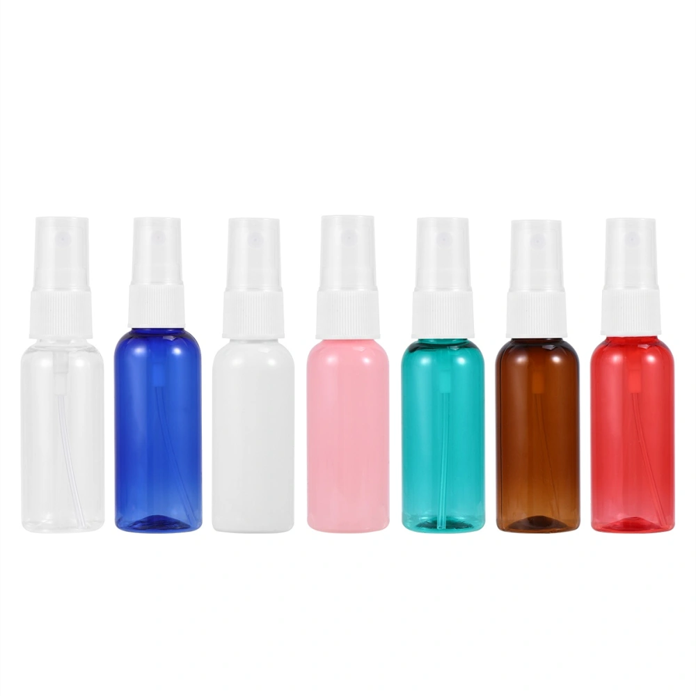 7Pcs Perfume Press Pump Bottle Aluminium Perfume Subpackaging Bottle Spray Bottle with 1Pc Silver Funnel (30ml+R18 White Nozzle)