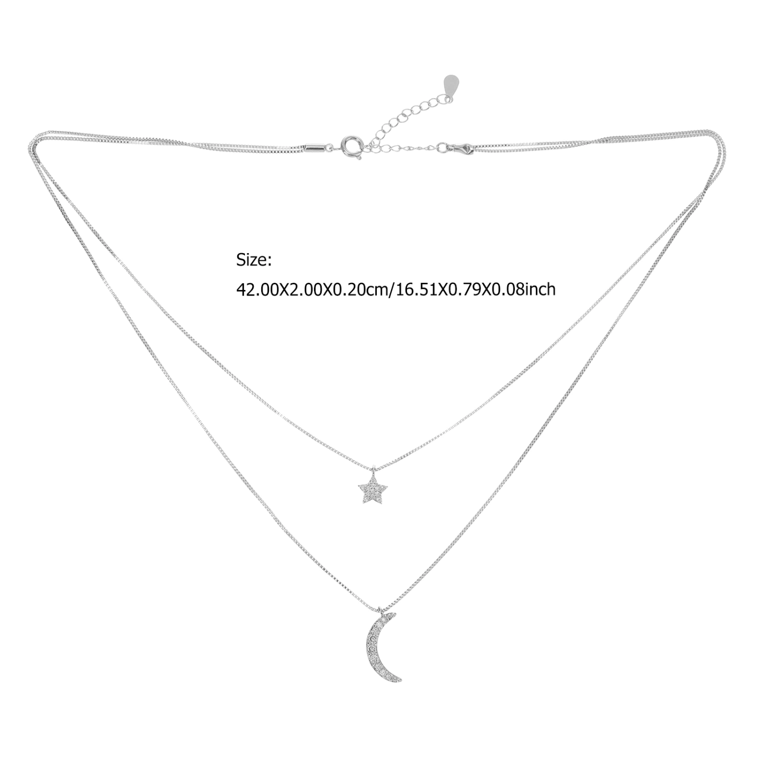 Double Layer Crystal Necklace Moon Star Necklace Female Clavicle Chain for Women