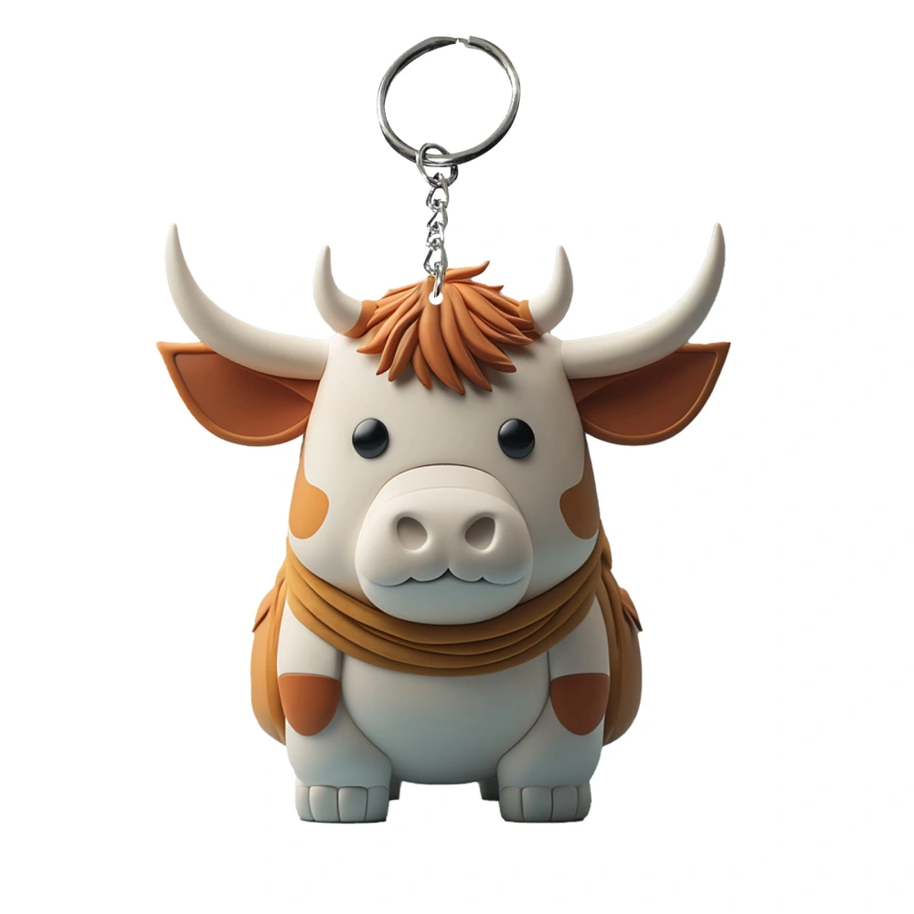 2Pcs Highland Cow Keychain Highland Cows Shape Decoration Highland Cow Keychain Acrylic Crafts