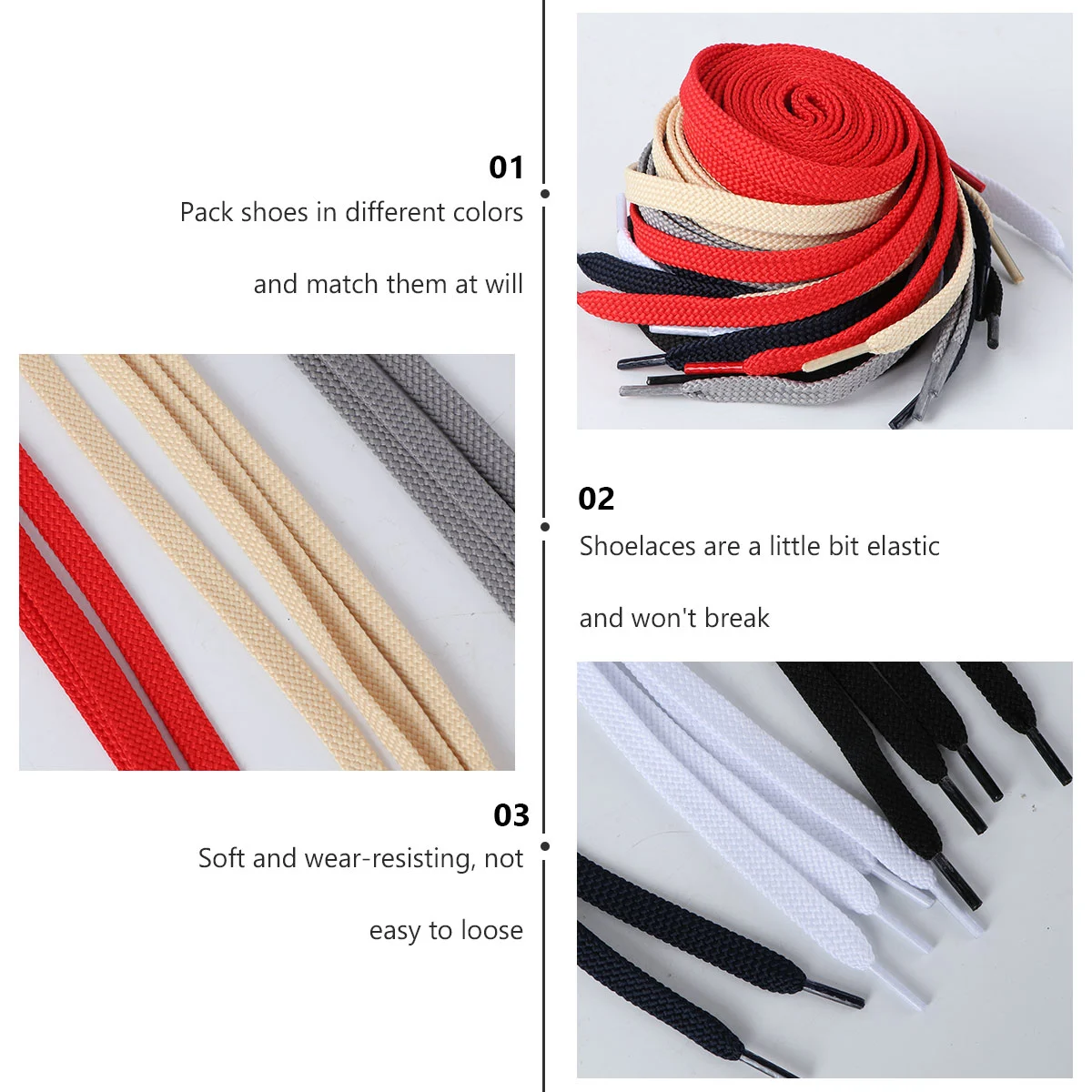 6 Pairs Practical Sneakers Shoelace Fashion Shoe Tie Shoe Strings for Men Women