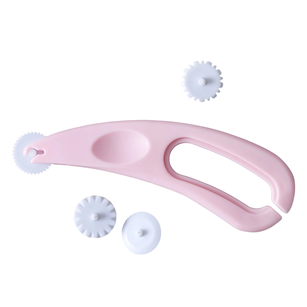 Lattice Roller Cutter Tool Baking Hobbing Tool Cake Baking Mold with 4 wheels for Dough Pastry Pizza Pie Cookie (Pink)