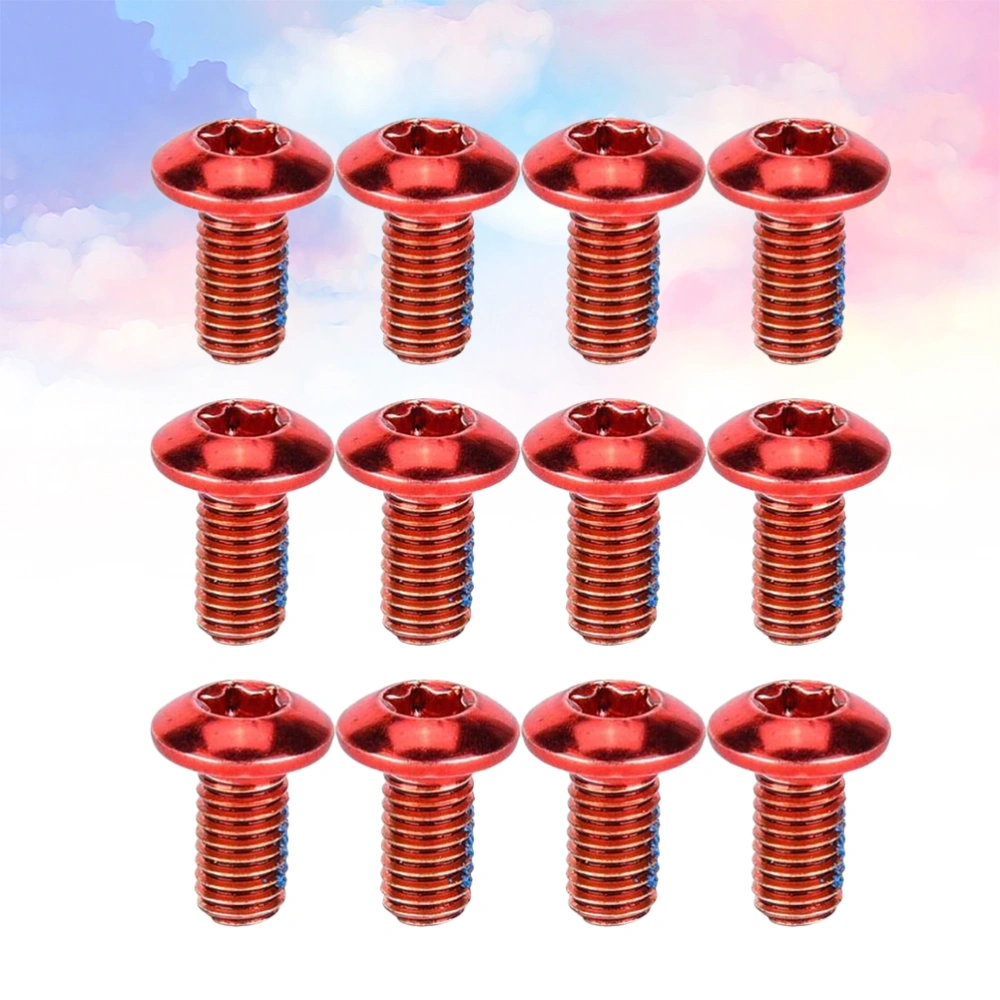 1 Box/12PCS Titanium Steel Brake Pad Screws Brake Fixing Screws Durable Screws for Mountain Bike (Red)