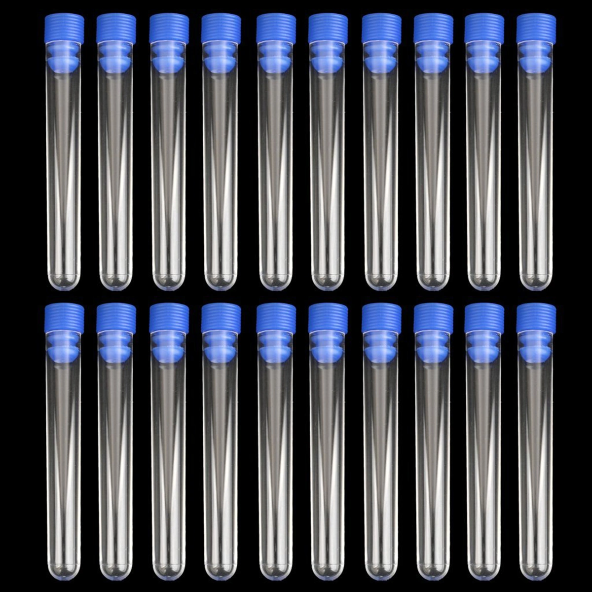 20pcs 100*12mm Non-Graduated Plastic Test Tubes with Screw (Blue)