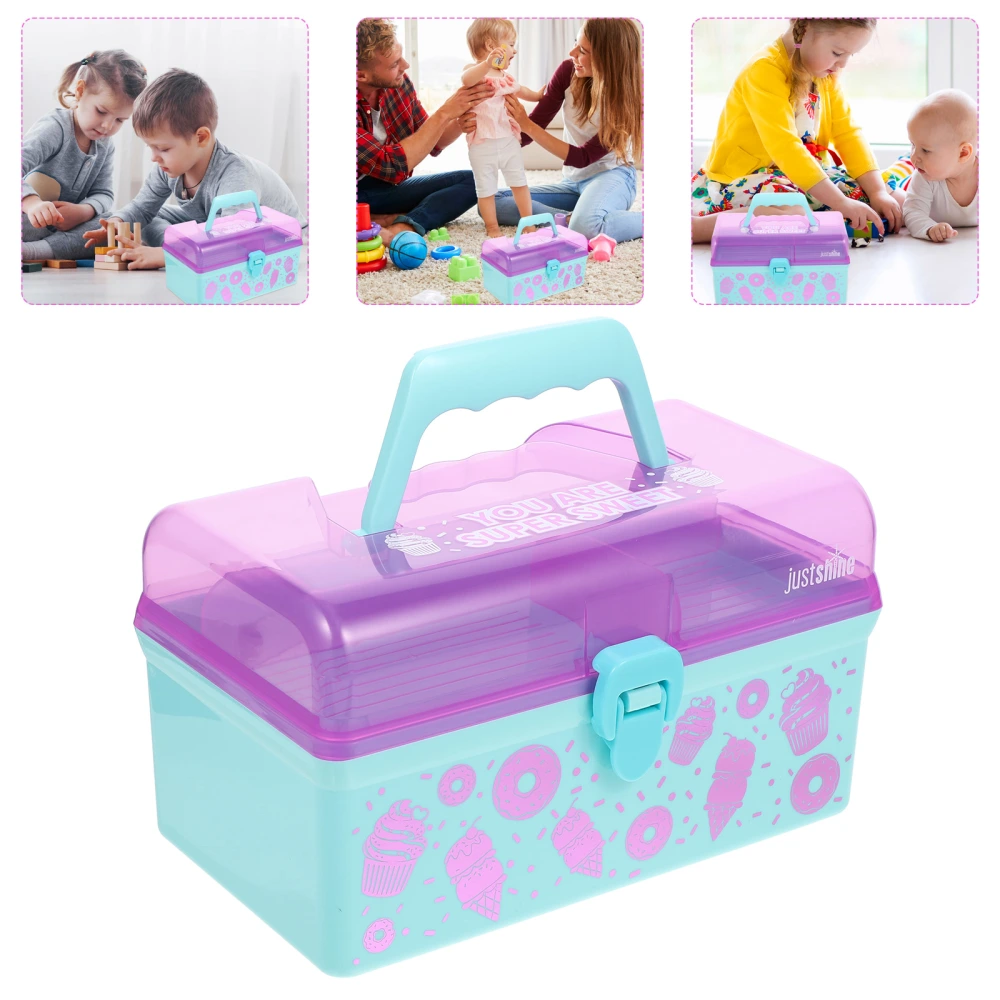 Toy Storage Box Handheld Kids Toys Organizer Lidded Children Paintbrush Box