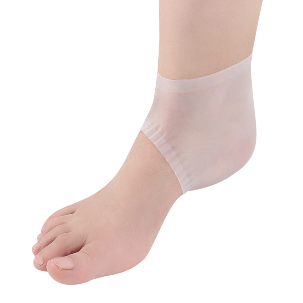 1Pair Silica Gel Protective Sleeve to Alleviate Pain in The Heel Crack Chapped Heels Set Men and Women Socks Crack Set (White)