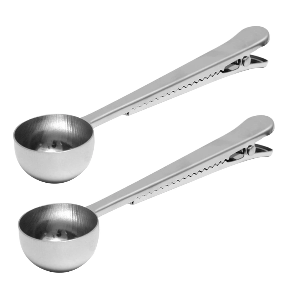 4 Pcs Stainless Steel Coffee Tea Spoon with Bag Clip Measuring Tablespoon Milk and Powder Tablespoon