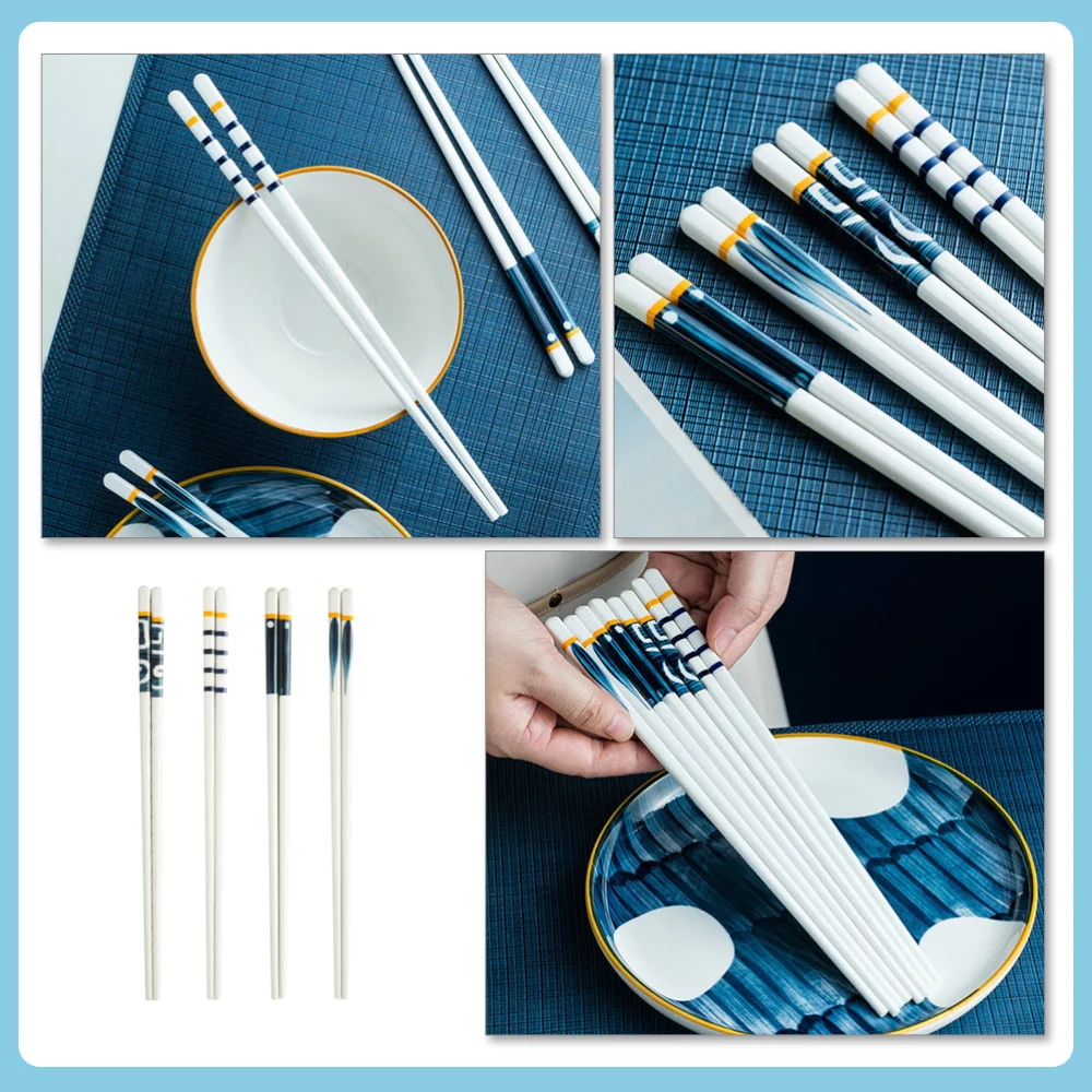 4 Pairs of Ceramic Chopsticks Creative Chinese Style Chopsticks Simple Home Tableware