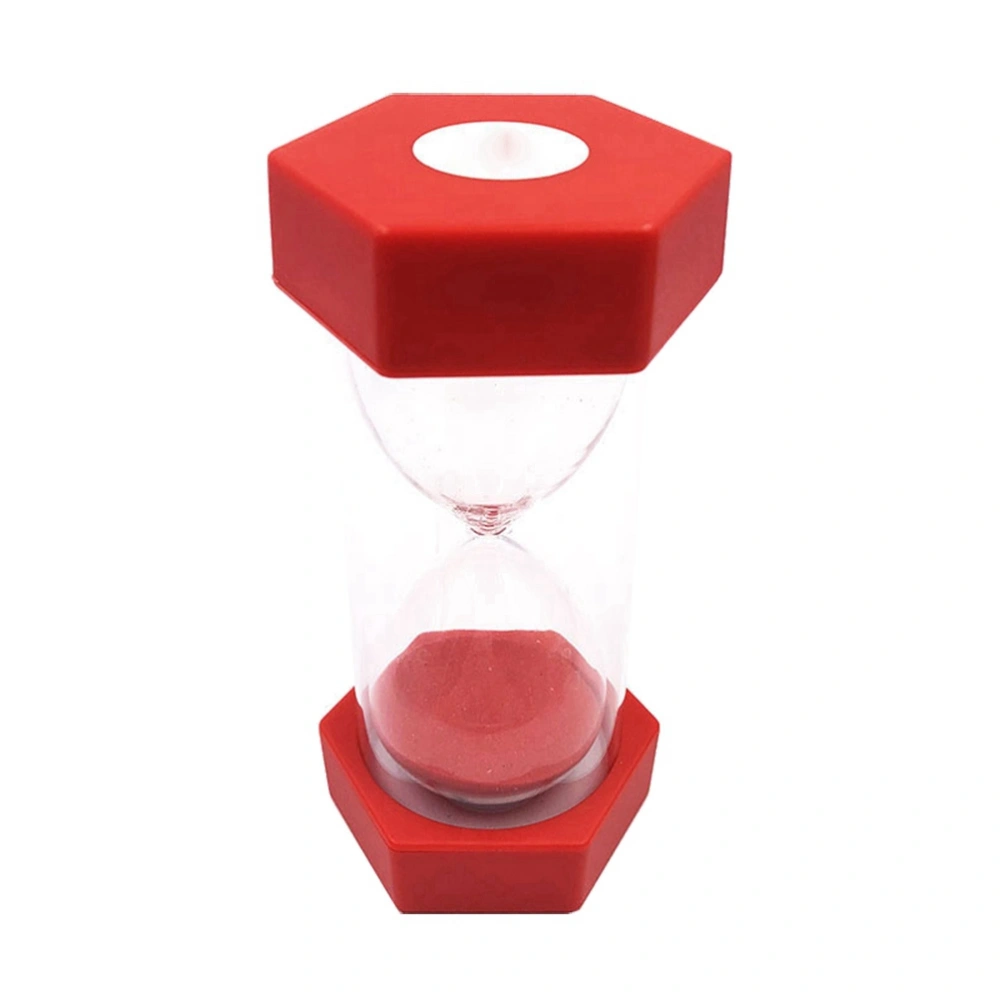 3 Minutes Hourglass Timer Decoration Small Hexagonal Hourglass Timer Children's Playing Toy Gift (Red)