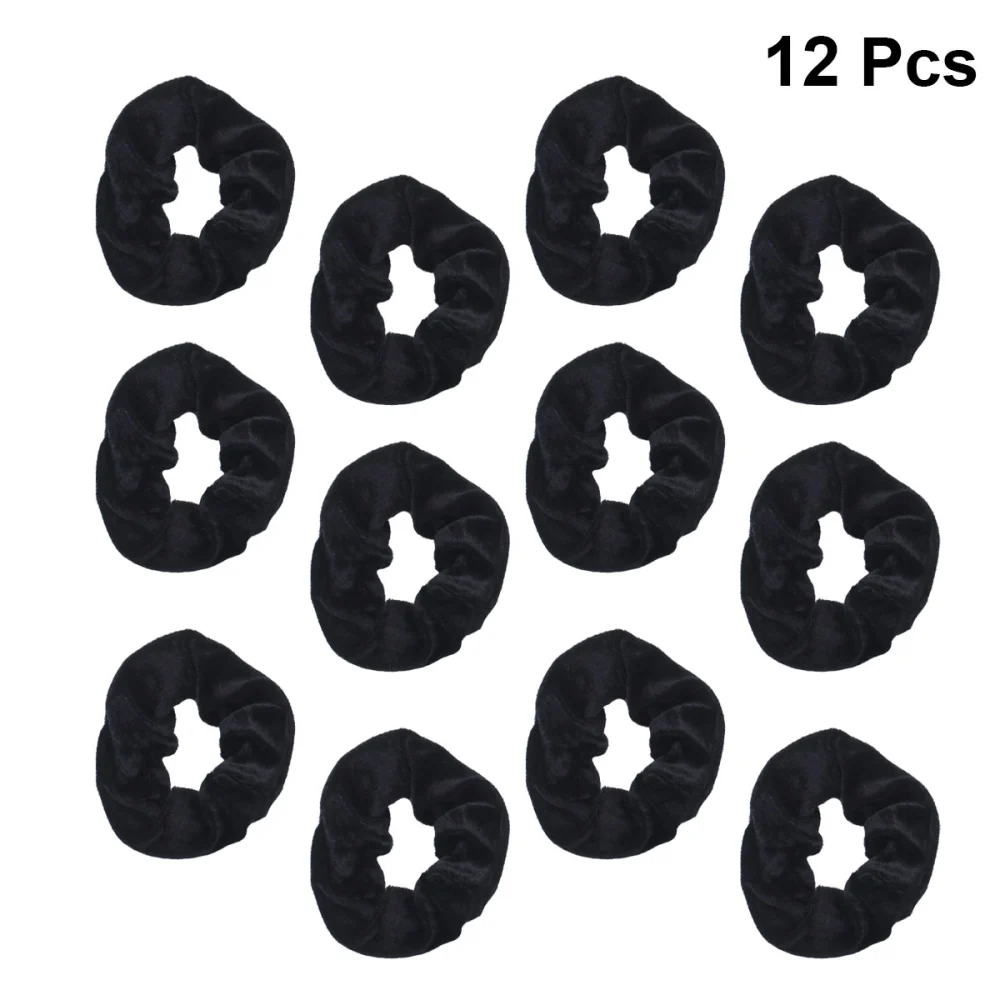 12Pcs Flannelette Hair Rings Women Hair Ties Decorative Hair Ropes Girls Headdress Hair Accessories Black