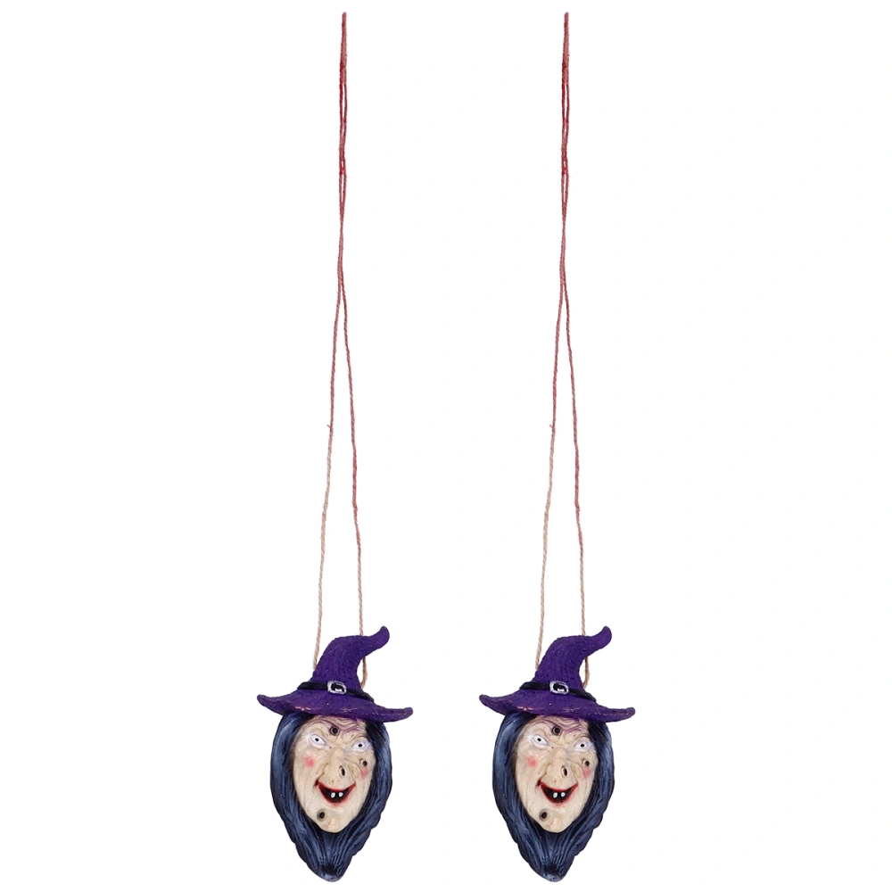 2pcs Halloween Prank Props Witch Pendant Scary Hanging Haunted House Decor