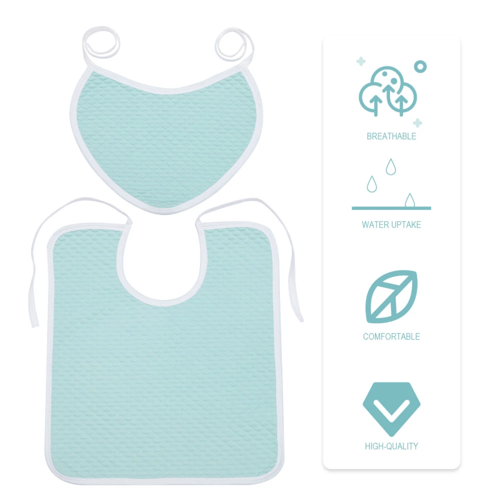 2Pcs Practical Elders Towels Portable Waterproof Feeding Bibs (Sky-blue)