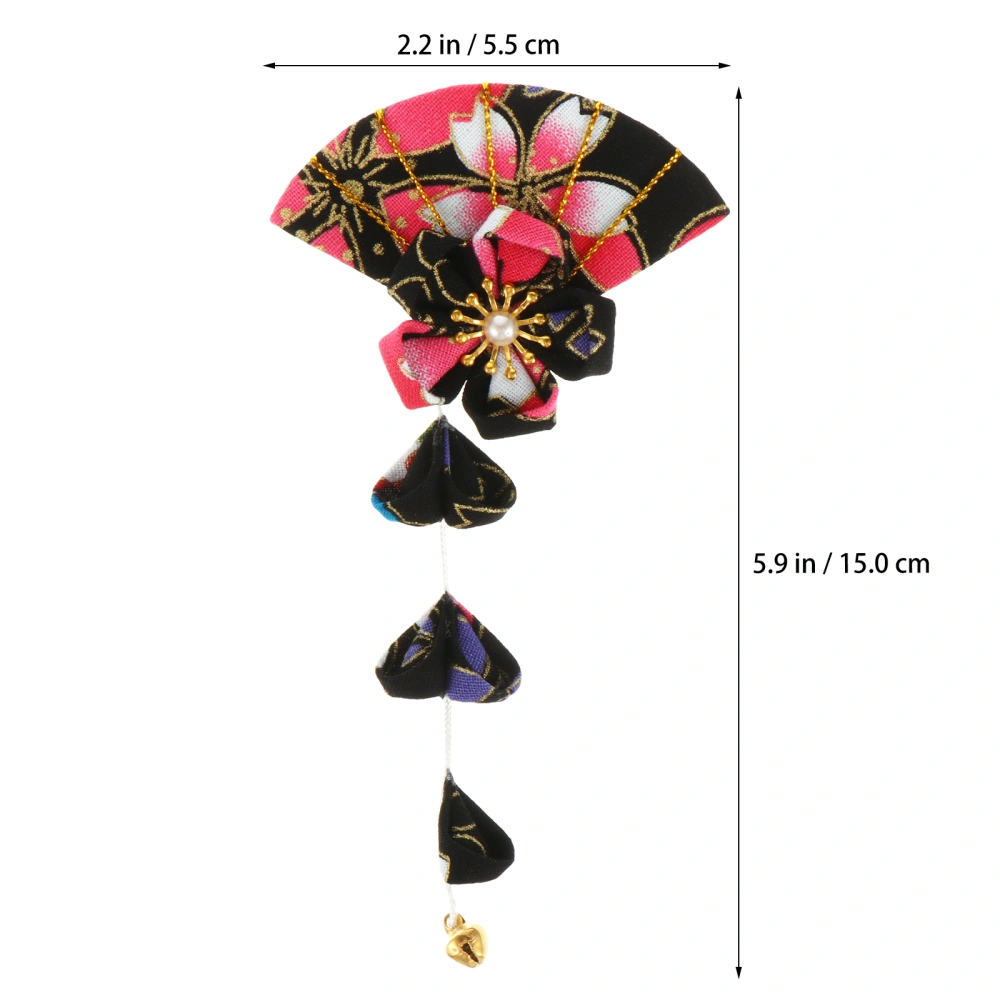 1Pc Japanese Style Hair Clip Sakura Fan Hairpin Kimono Hair Clamp Hair Accessory