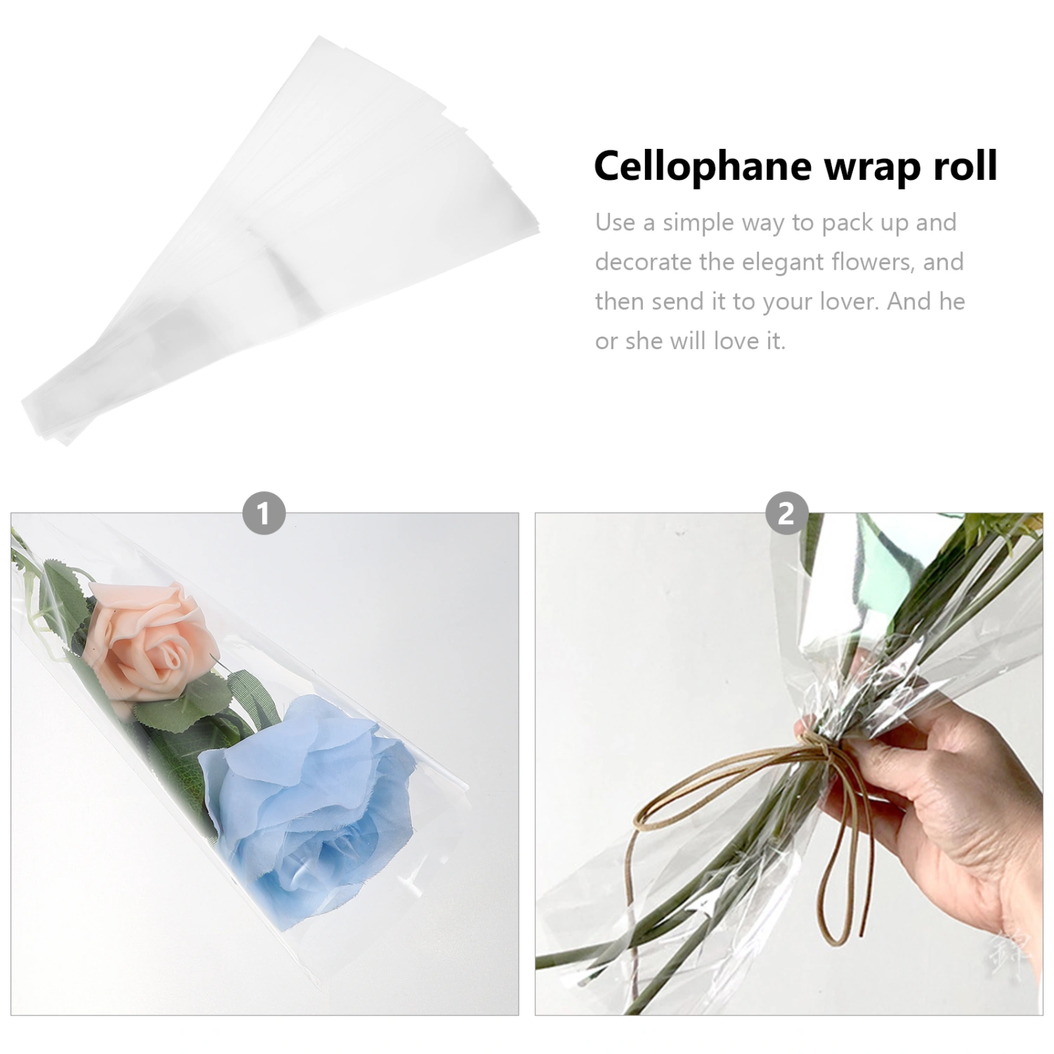 50pcs Cellophane Bags Flower Wrapping Paper Flower Bags Florist Supplies