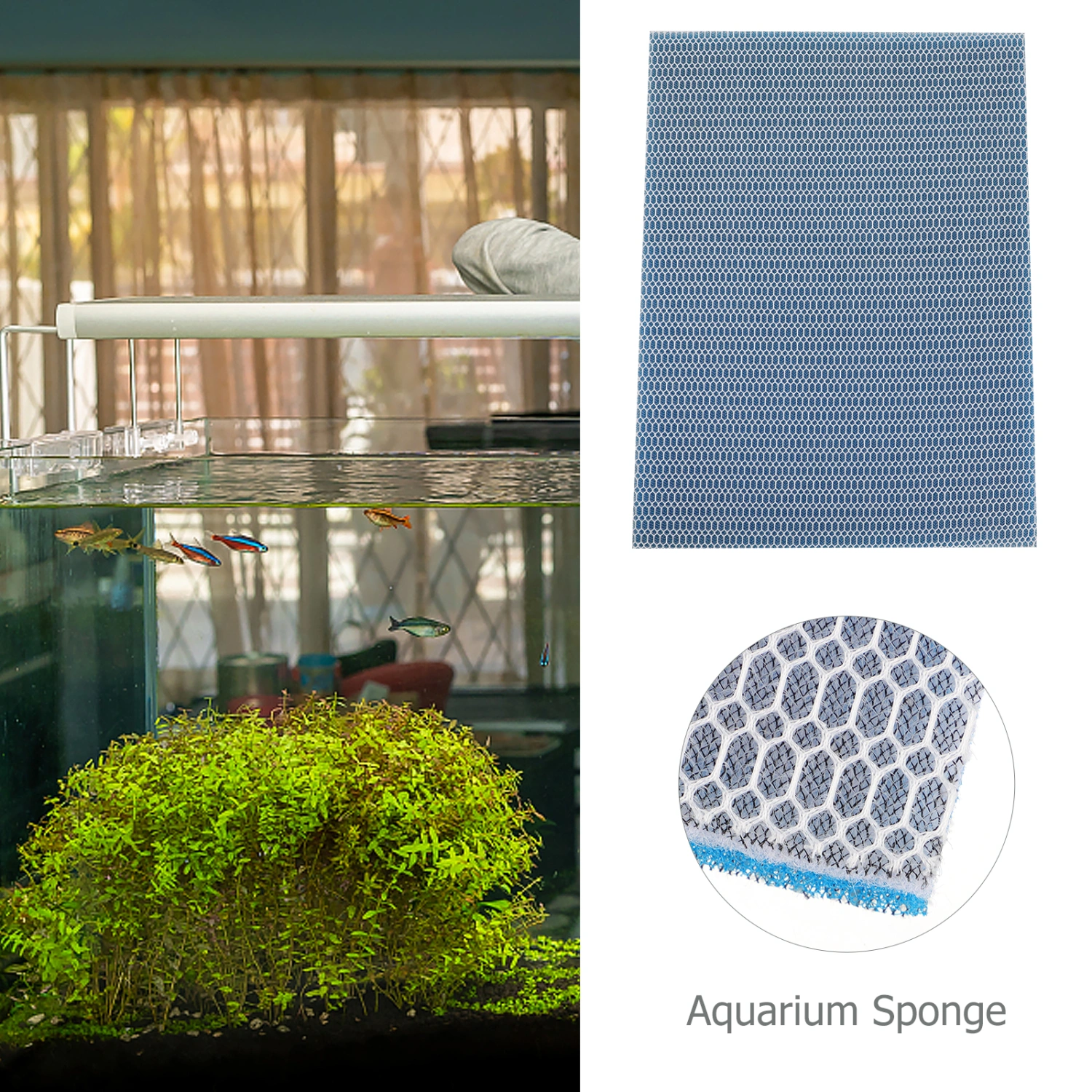 1pc Fish Tank Filter Replaceable Water Filter Reusable Bio Sponge Filter