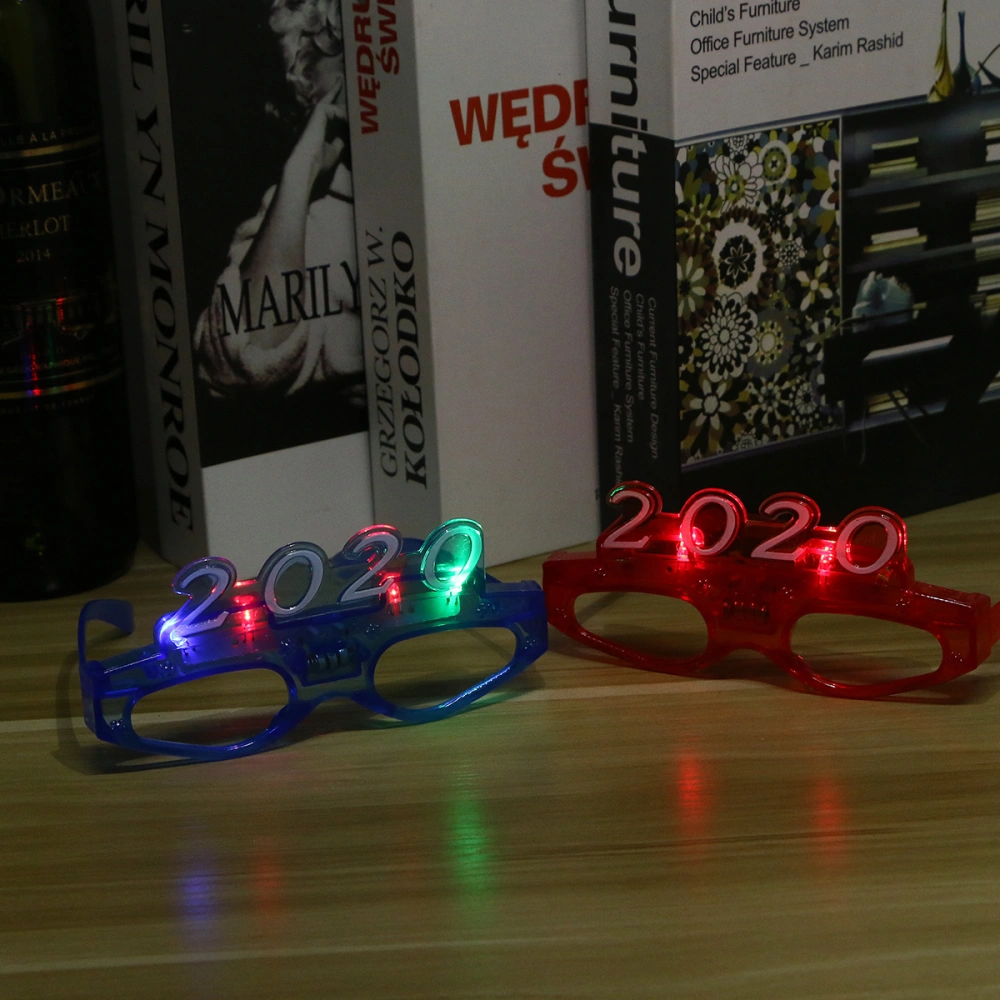 6pcs Randdom Color Number Glasses Luminous 2020 New Year LED Glowing Glasses Luminous Sunglasses Novelty Flashing Party Favors