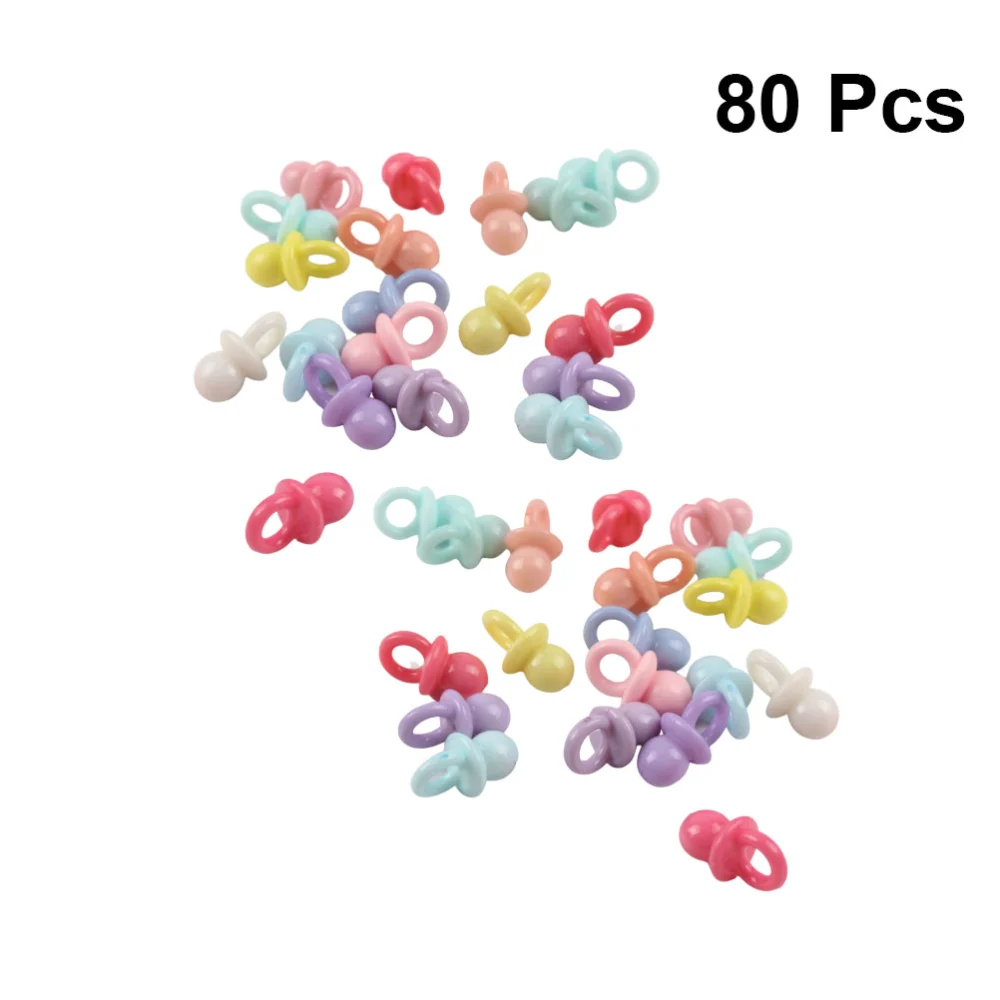 80 Pcs Creative Acrylic Pacifier Baby Comfort Pacifier Dental Glue Pacifier with Handle Ring for Toddlers Birthday Christmas Gift (Mixed Colored)