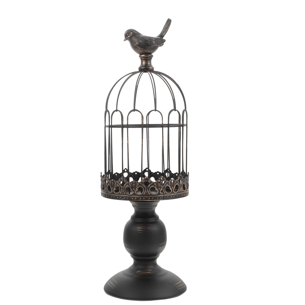 1Pc Bird Cage Shape Candlestick Decor Retro Style Desktop Candleholder Adorn