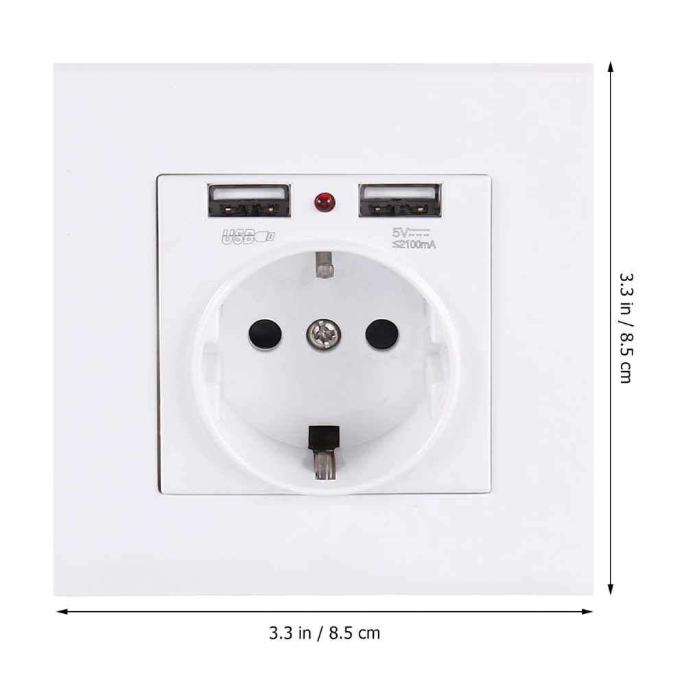 German Type 16A Power Socket Socket with USB Power Socket Wall Power Socket German Type Dual USB White