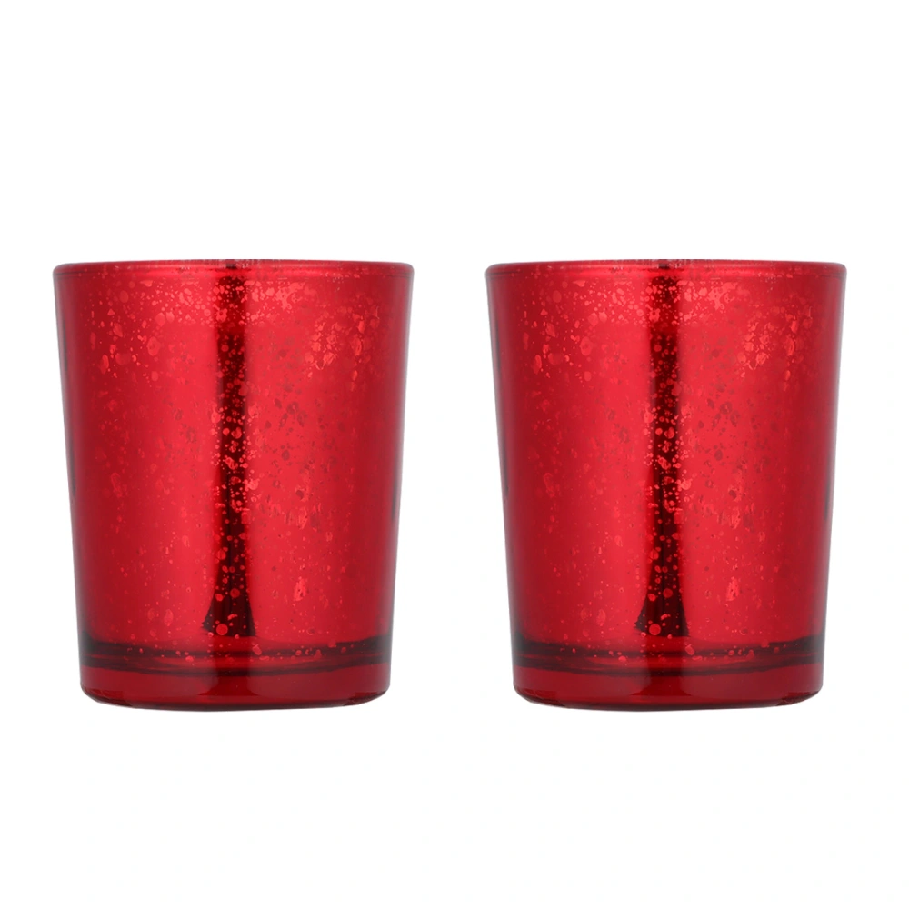 2pcs Glass Candle Cups DIY Candlestick Table Centerpiece Decor Scented Candle Holder (Red)