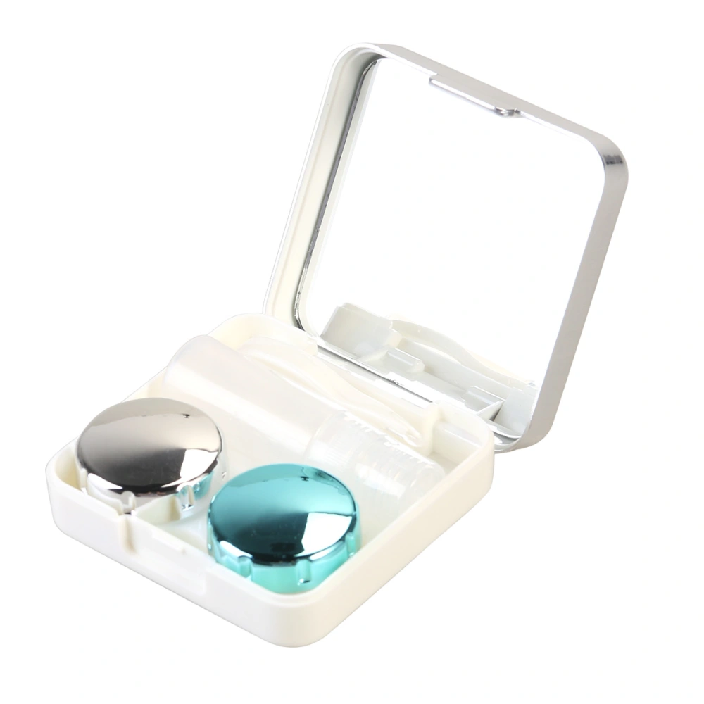 Mini Travel Simple Lens Case Box Container Holder (Silver white)