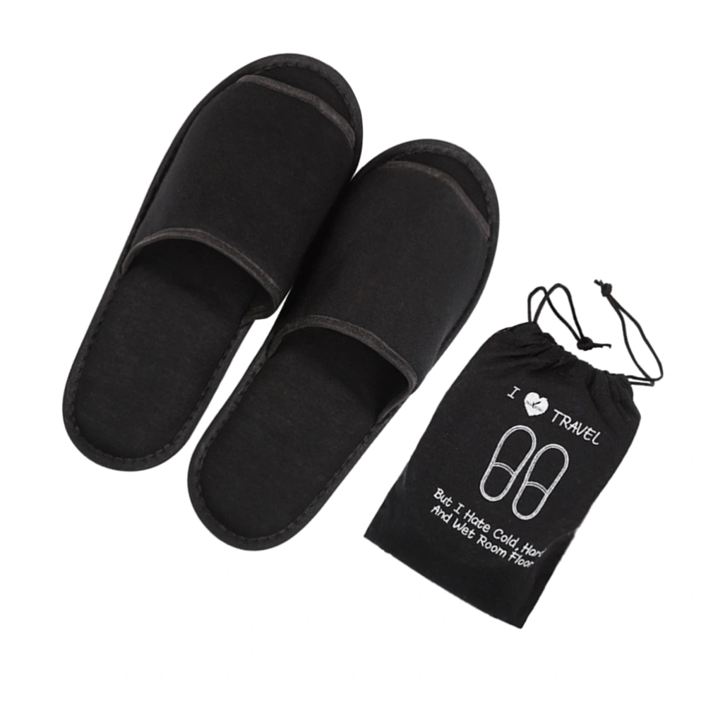 Travel Open Slippers Portable Folding Slippers Business Trip Slippers for Home Hotel (Black)