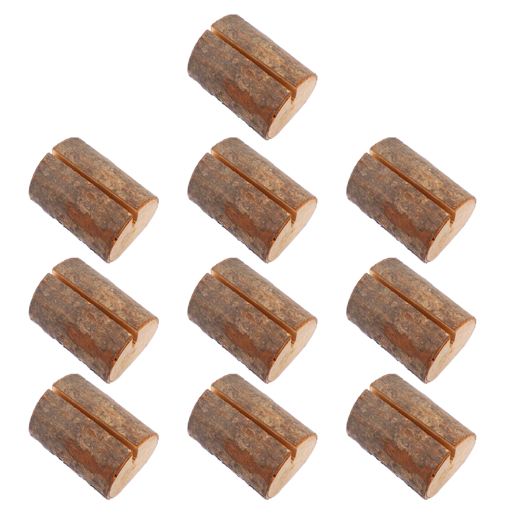 10pcs Tabletop Cards Holder Wooden Log Stump Note Holder Wooden Photo Stands