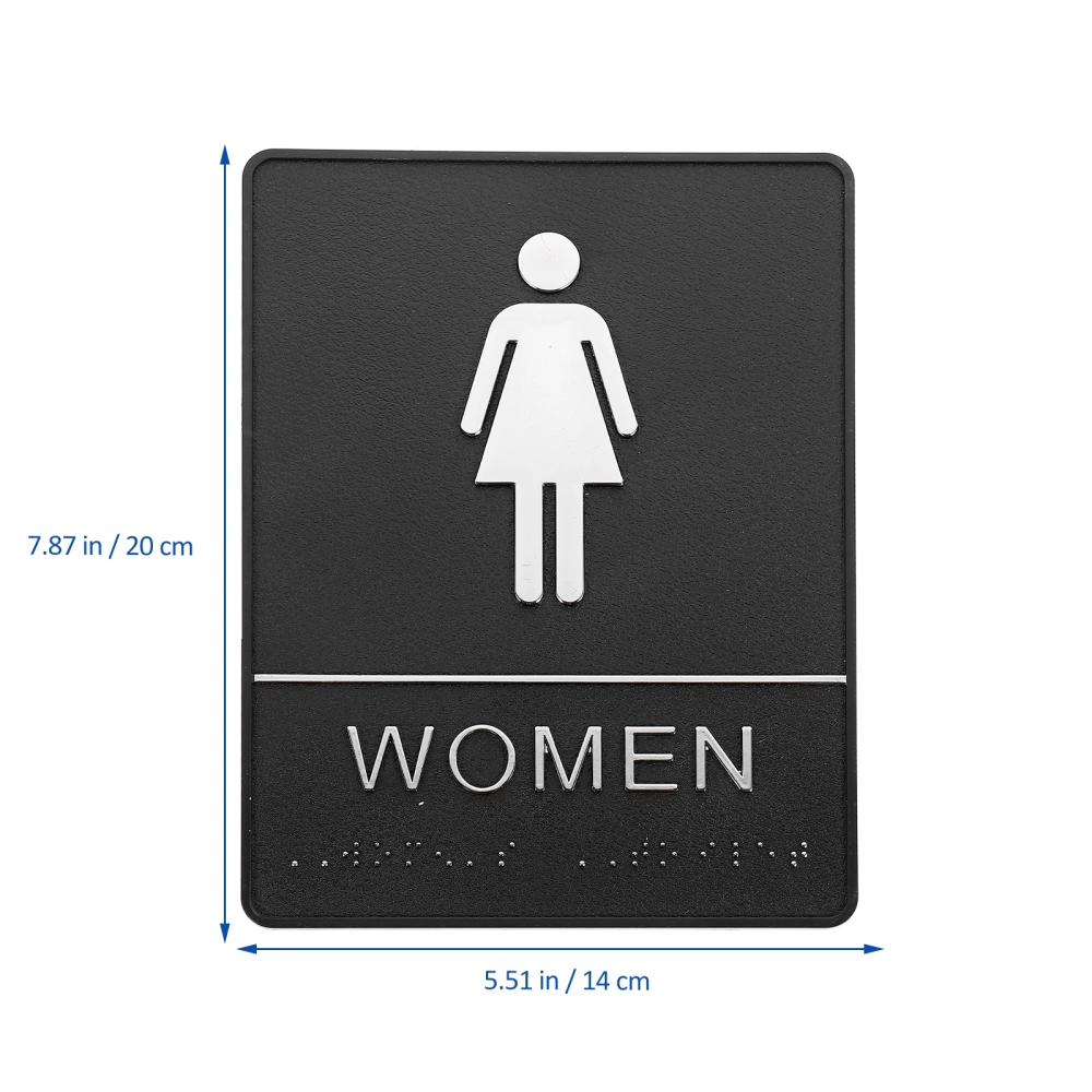 Toilet Sign WC Notice Board Bathroom Sign Toilet Sign Wall Decal Mural for Men and Women (Women) (White + Black)