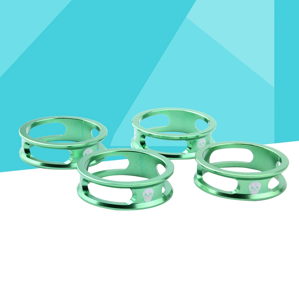 4PCS 28.6MM Mountain Bike Road Bike Fold Able Bike Aluminum Alloy Washer Spacers Gasket Fork Headset Parts(Green)