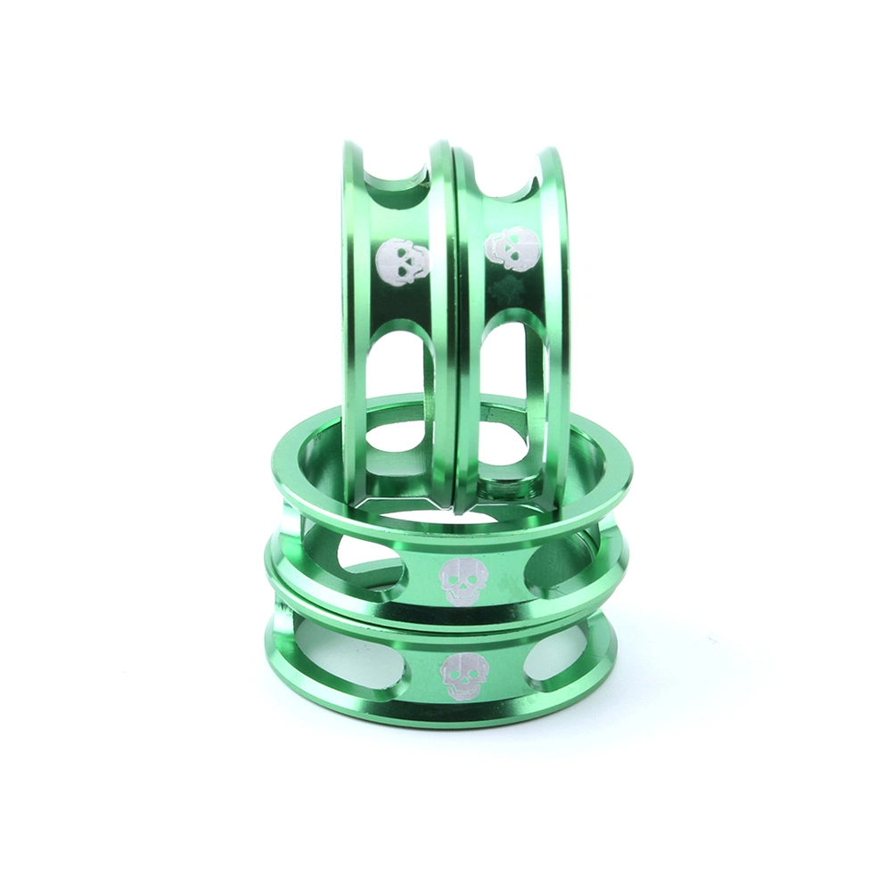 4PCS 28.6MM Mountain Bike Road Bike Fold Able Bike Aluminum Alloy Washer Spacers Gasket Fork Headset Parts(Green)