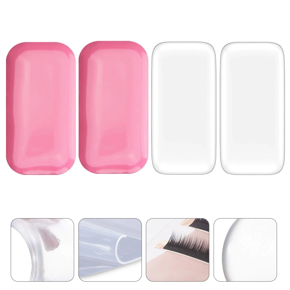 4pcs Silicone Forehead Sticker Eyelash Extension Supply Makeup Prop (White Pink)