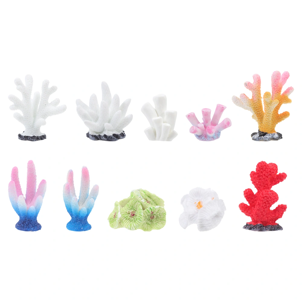 10 Pcs Artificial Coral Aquarium Decor Resin Coral Fish Tank Landscaping Ornament