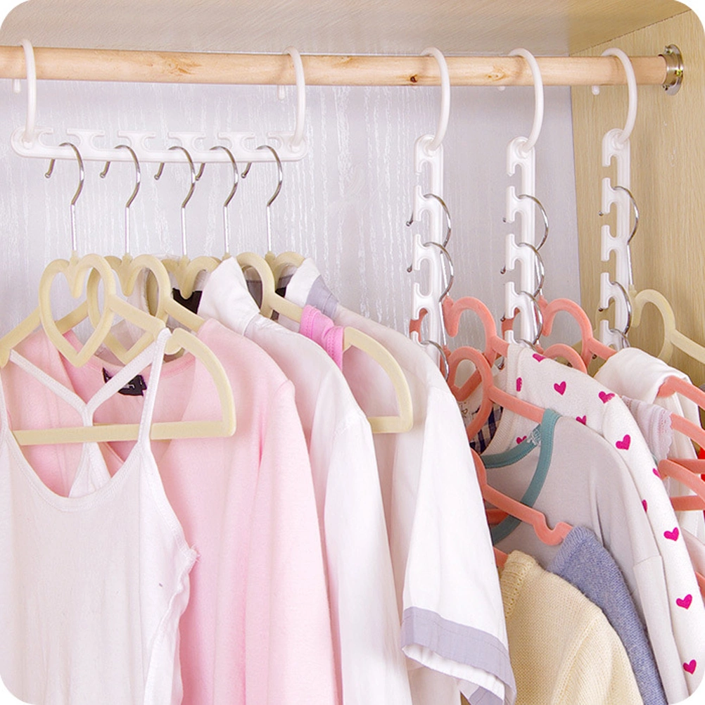 5PCS Practical Cascading Hangers with Slots Closet Hangers Rack Multi-function Closet Space Saver Clothing and Closet Storage Hanger (White)