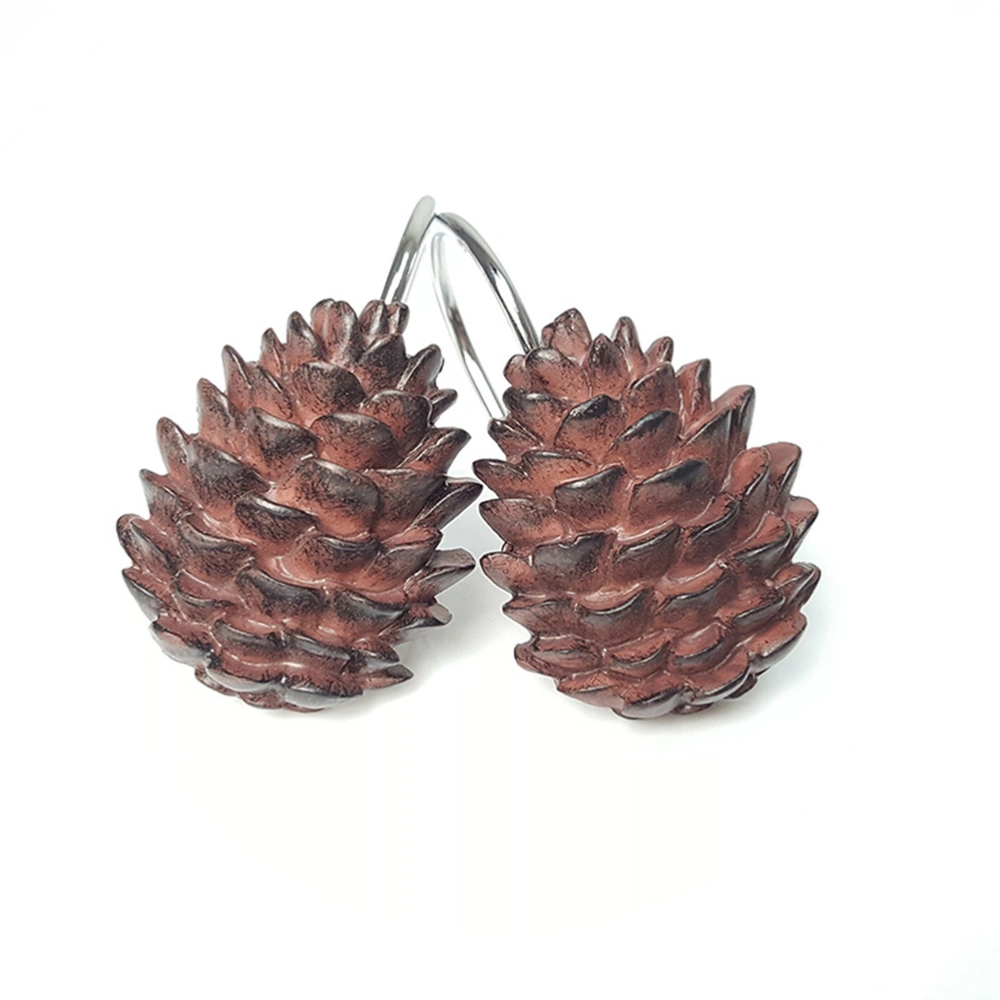 12pcs Resin Pine Cone Home Shower Window Curtain Hooks Drapery Ring Hangers Hot for Bathroom