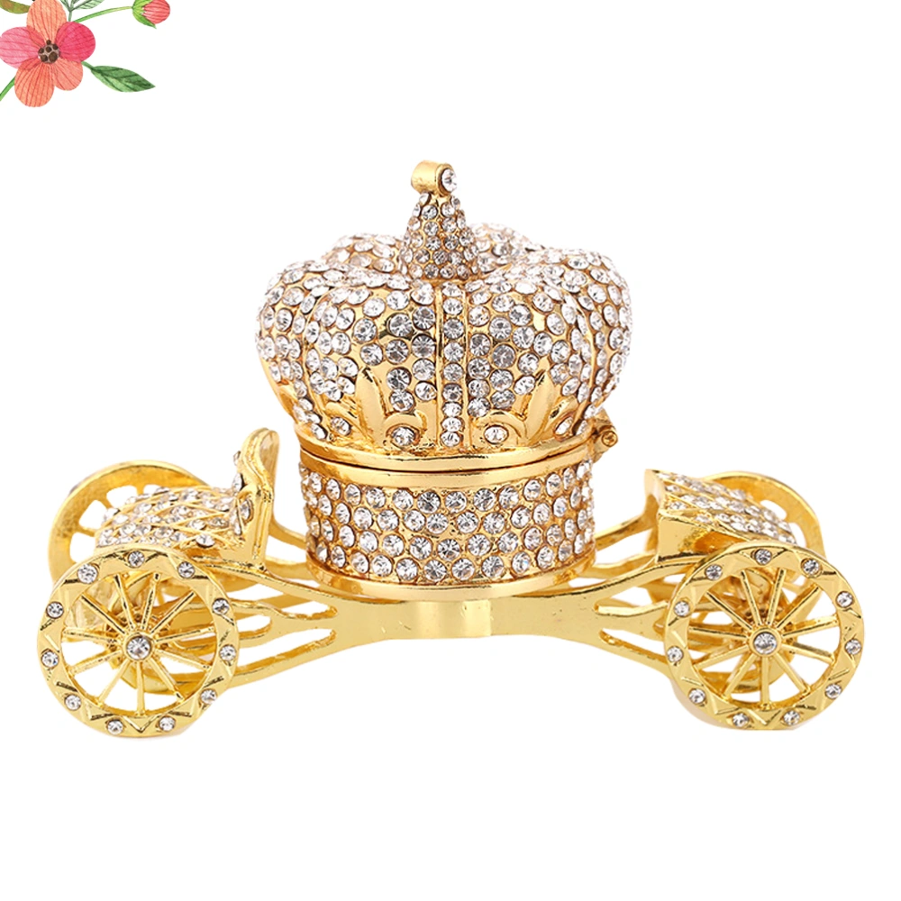 1PC European Style Household Decoration Rhinestone Alloy Crown Shape Carriage Shape Craft Desktop Ornament