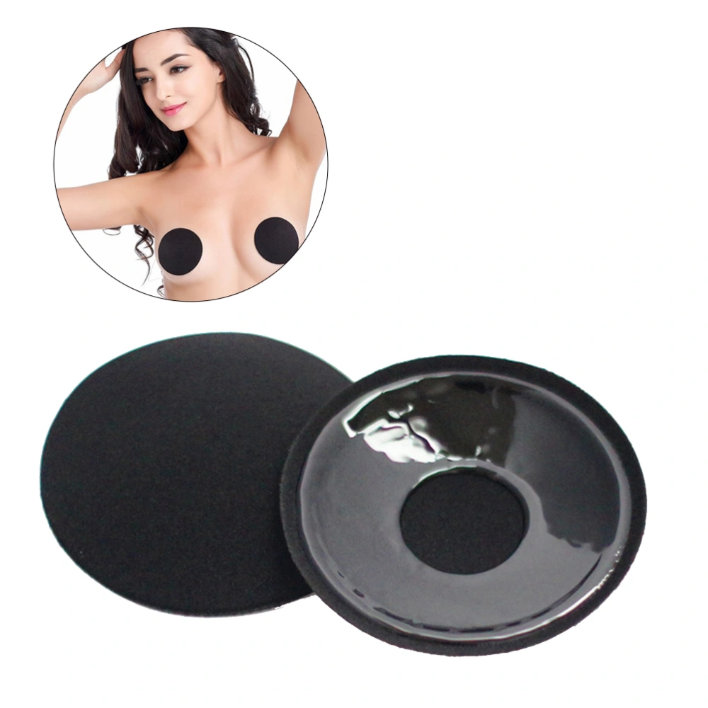 Pair Round Stickers Cover Adhesive Breast Pasties Invisible Breast Concealer pad for Women (Black)